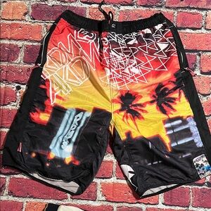 Akademiks Tropical Sunset Board Shorts
